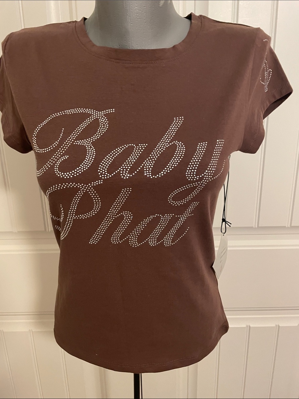 Baby Phat Brown Rhinestone Script Tee